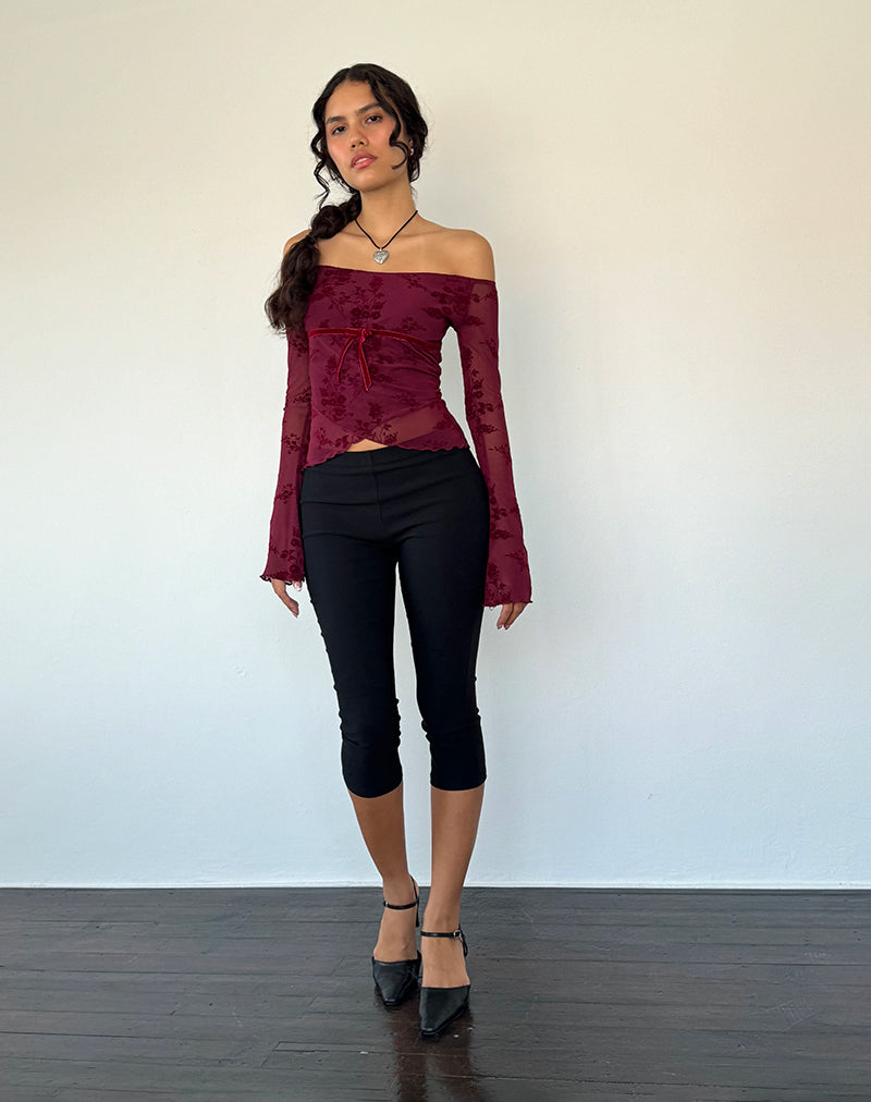 Kareena Top i Botanisk Blomst Maroon