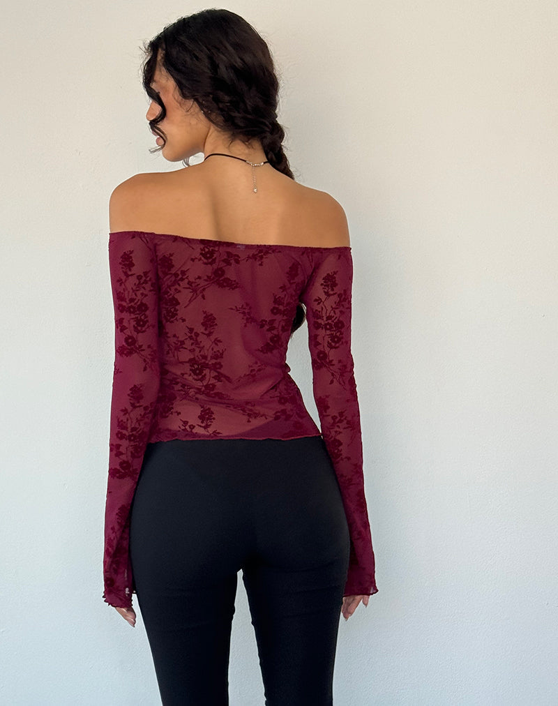 Kareena Top i Botanisk Blomst Maroon