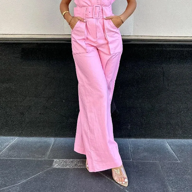 Amalia | Rosa Bælte Jumpsuit
