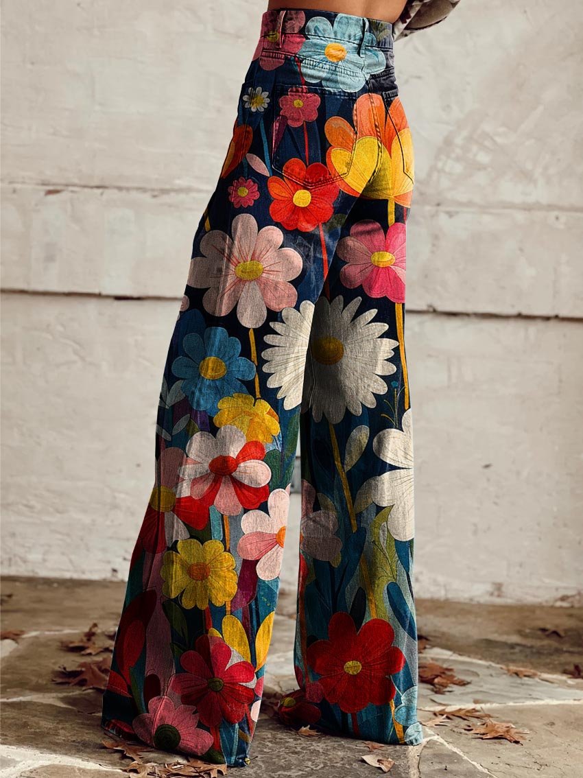 ATASHA™ | Vide Bukser med Blomsterprint