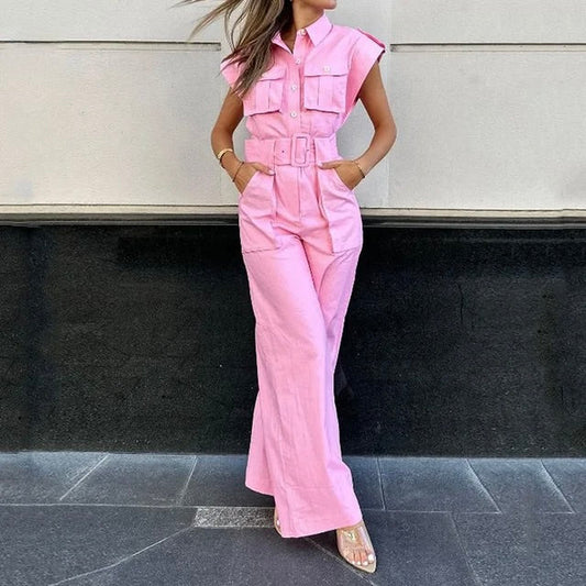 Amalia | Rosa Bælte Jumpsuit